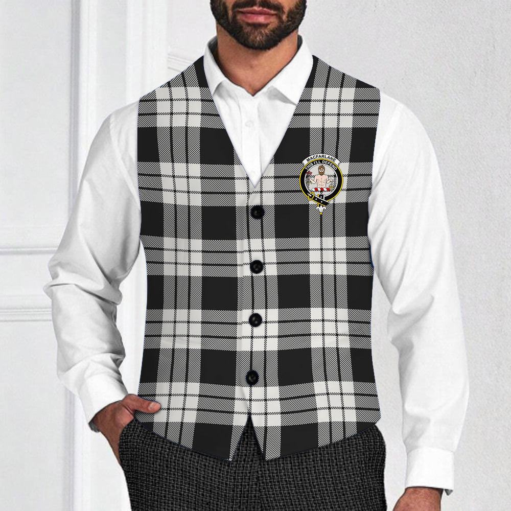 ScotsTee Shop Scottish MacFarlane Black White Crest Tartan Waistcoat Sleeveless Suit Vest