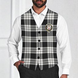 ScotsTee Shop Scottish MacFarlane Black White Crest Tartan Waistcoat Sleeveless Suit Vest