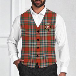 ScotsTee Shop Scottish MacFarlane Red Ancient Crest Tartan Waistcoat Sleeveless Suit Vest
