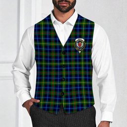 ScotsTee Shop Scottish Smith Modern Crest Tartan Waistcoat Sleeveless Suit Vest