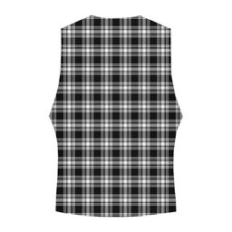 ScotsTee Shop Scottish Menzies Black & White Modern Crest Tartan Waistcoat Sleeveless Suit Vest