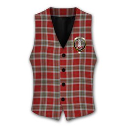 ScotsTee Shop Scottish MacLean of Duart Dress Red Crest Tartan Waistcoat Sleeveless Suit Vest