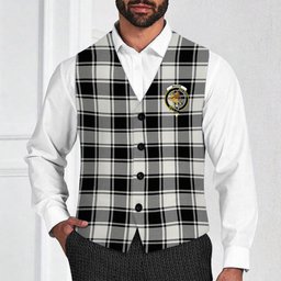 ScotsTee Shop Scottish MacFie Black & White Modern Crest Tartan Waistcoat Sleeveless Suit Vest