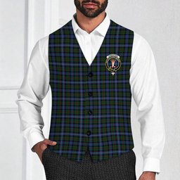 ScotsTee Shop Scottish Robertson Hunting 2 Crest Tartan Waistcoat Sleeveless Suit Vest