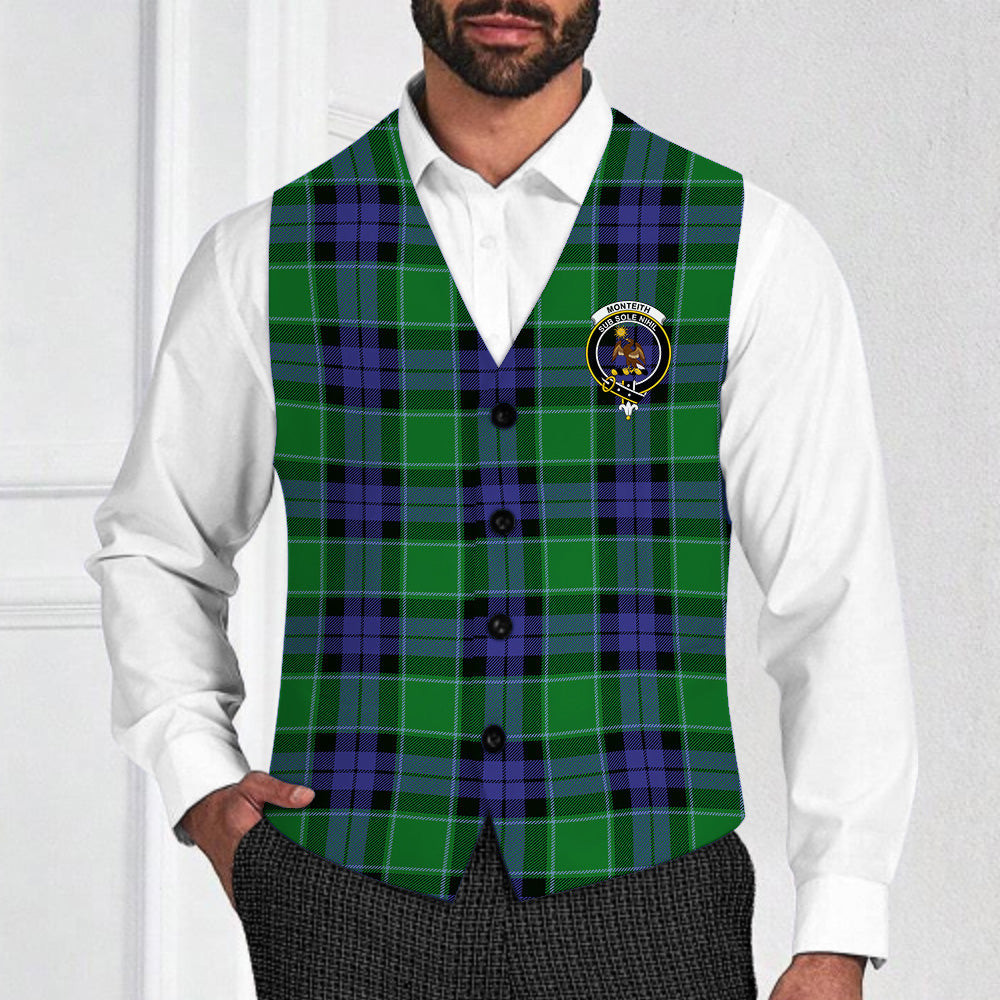 ScotsTee Shop Scottish Monteith Crest Tartan Waistcoat Sleeveless Suit Vest