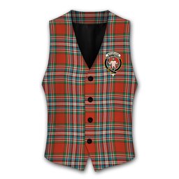 ScotsTee Shop Scottish McFarland Red Ancient Crest Tartan Waistcoat Sleeveless Suit Vest