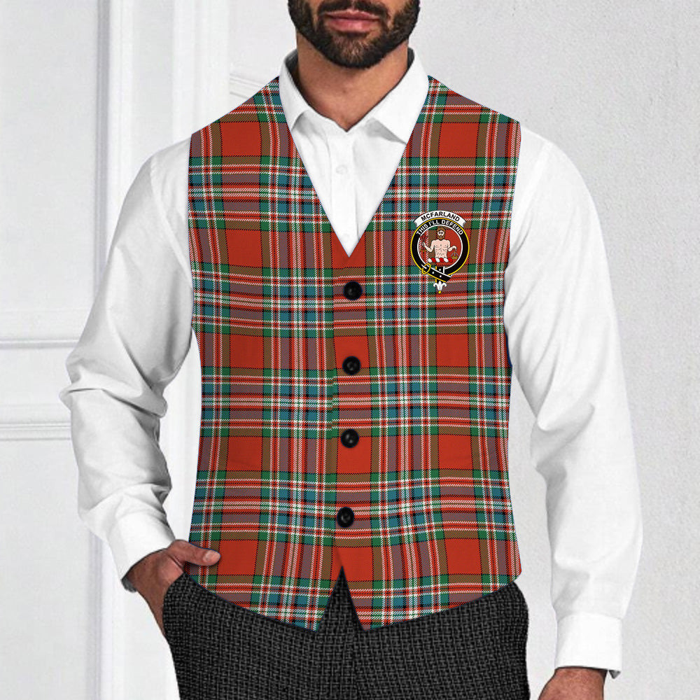 ScotsTee Shop Scottish McFarland Red Ancient Crest Tartan Waistcoat Sleeveless Suit Vest