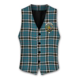 ScotsTee Shop Scottish MacThomas Blue Ancient Crest Tartan Waistcoat Sleeveless Suit Vest
