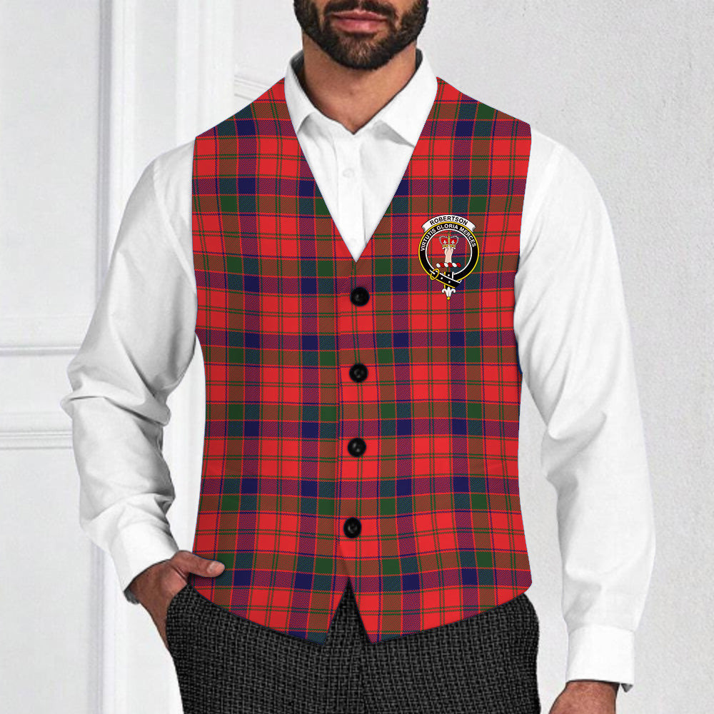 ScotsTee Shop Scottish Robertson Modern Crest Tartan Waistcoat Sleeveless Suit Vest