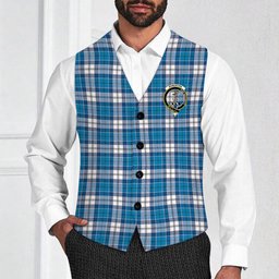 ScotsTee Shop Scottish Roberton Crest Tartan Waistcoat Sleeveless Suit Vest