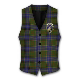 ScotsTee Shop Scottish MacMillan Hunting 2 Crest Tartan Waistcoat Sleeveless Suit Vest