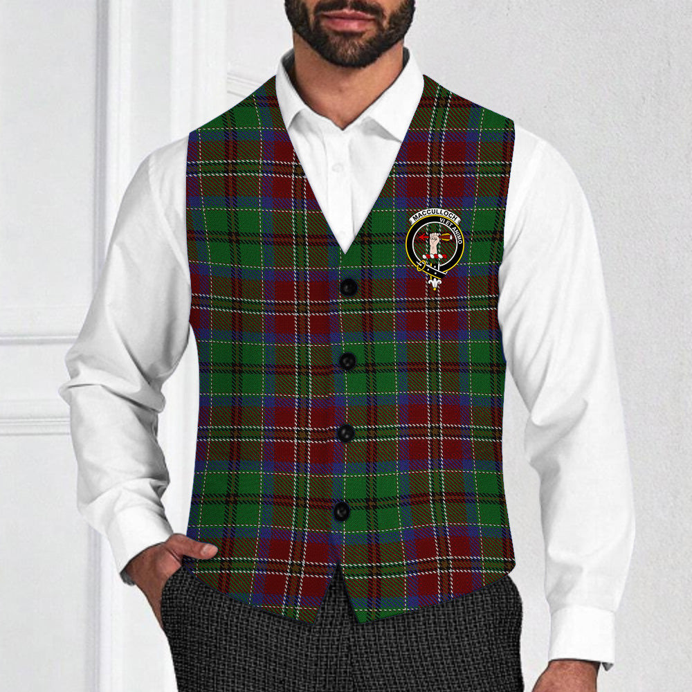 ScotsTee Shop Scottish MacCulloch Crest Tartan Waistcoat Sleeveless Suit Vest