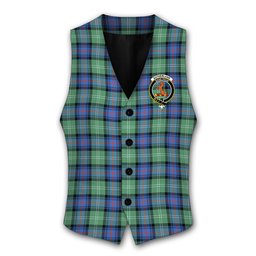 ScotsTee Shop Scottish Sutherland Old Ancient SC Crest Tartan Waistcoat Sleeveless Suit Vest