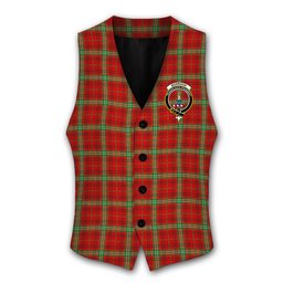 ScotsTee Shop Scottish Morrison Red Modern Crest Tartan Waistcoat Sleeveless Suit Vest