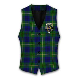 ScotsTee Shop Scottish Johnstone Modern Crest Tartan Waistcoat Sleeveless Suit Vest