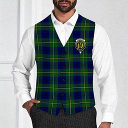 ScotsTee Shop Scottish Johnstone Modern Crest Tartan Waistcoat Sleeveless Suit Vest