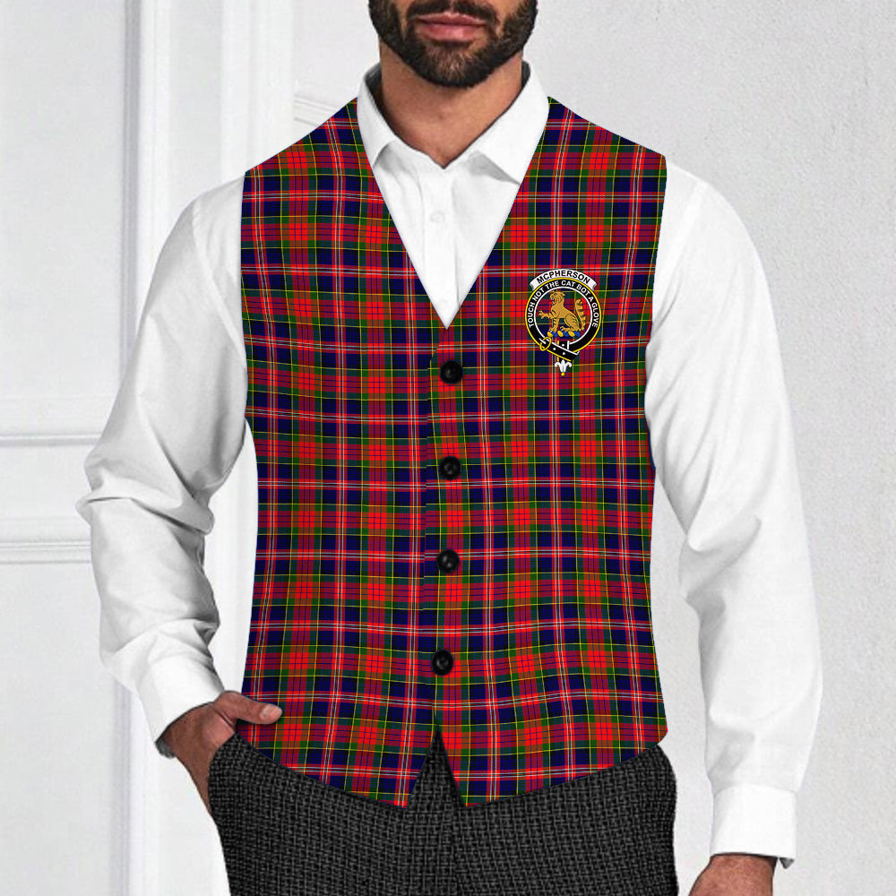 ScotsTee Shop Scottish McPherson Modern Crest Tartan Waistcoat Sleeveless Suit Vest
