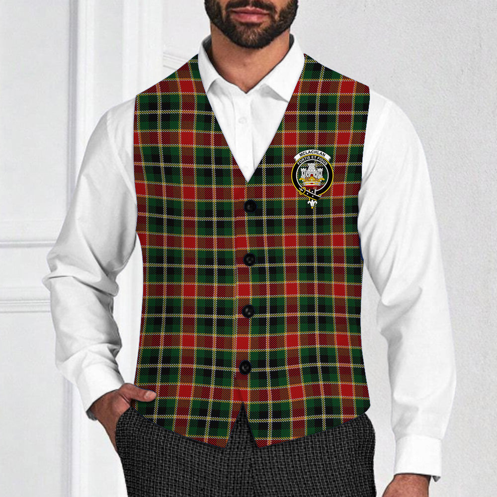 ScotsTee Shop Scottish McLachlan Hunting Modern Crest Tartan Waistcoat Sleeveless Suit Vest