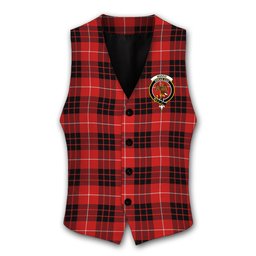 ScotsTee Shop Scottish Munro Black and Red Modern Crest Tartan Waistcoat Sleeveless Suit Vest