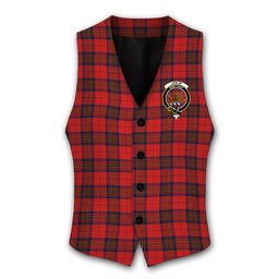 ScotsTee Shop Scottish Leslie Red Modern Crest Tartan Waistcoat Sleeveless Suit Vest