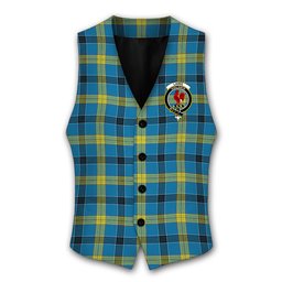 ScotsTee Shop Scottish Laing Modern Crest Tartan Waistcoat Sleeveless Suit Vest