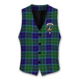 ScotsTee Shop Scottish Wallace Blue Crest Tartan Waistcoat Sleeveless Suit Vest