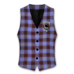 ScotsTee Shop Scottish Rutherford SC Crest Tartan Waistcoat Sleeveless Suit Vest