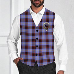 ScotsTee Shop Scottish Rutherford SC Crest Tartan Waistcoat Sleeveless Suit Vest