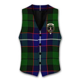 ScotsTee Shop Scottish Russell SC Crest Tartan Waistcoat Sleeveless Suit Vest