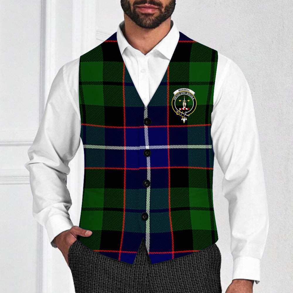 ScotsTee Shop Scottish Russell SC Crest Tartan Waistcoat Sleeveless Suit Vest