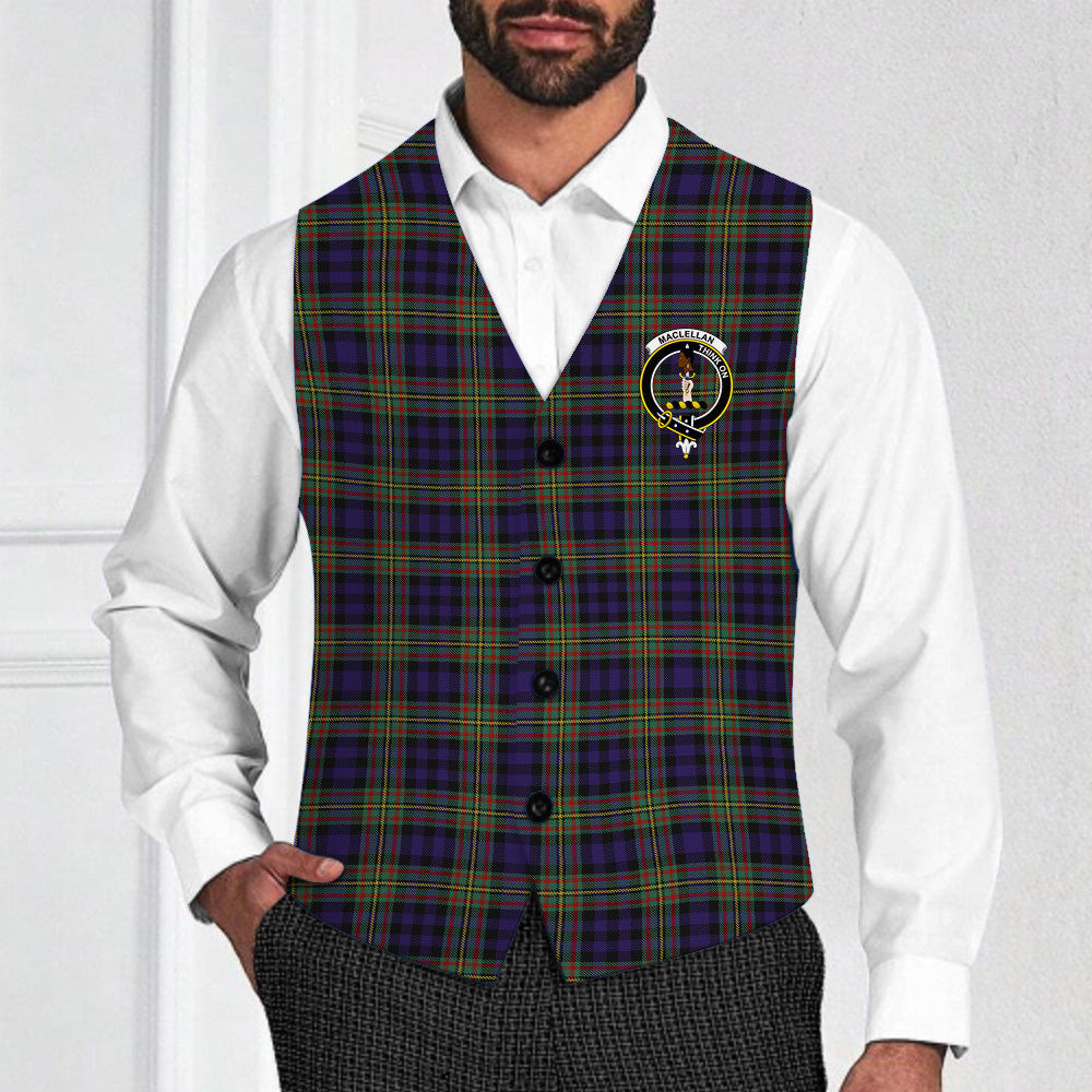 ScotsTee Shop Scottish MacLellan Crest Tartan Waistcoat Sleeveless Suit Vest