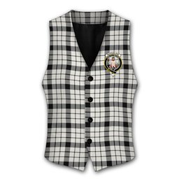 ScotsTee Shop Scottish MacFarlane Black White Modern Crest Tartan Waistcoat Sleeveless Suit Vest