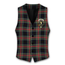 ScotsTee Shop Scottish Stewart Black Modern Crest Tartan Waistcoat Sleeveless Suit Vest