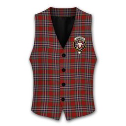 ScotsTee Shop Scottish McFarland Red Crest Tartan Waistcoat Sleeveless Suit Vest