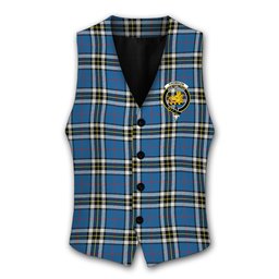 ScotsTee Shop Scottish Thomson Dress Blue Modern Crest Tartan Waistcoat Sleeveless Suit Vest