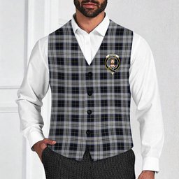 ScotsTee Shop Scottish Menzies Black Dress Crest Tartan Waistcoat Sleeveless Suit Vest