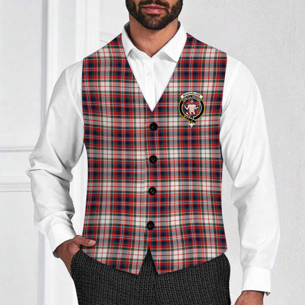 ScotsTee Shop Scottish MacFarlane Dress Modern Crest Tartan Waistcoat Sleeveless Suit Vest
