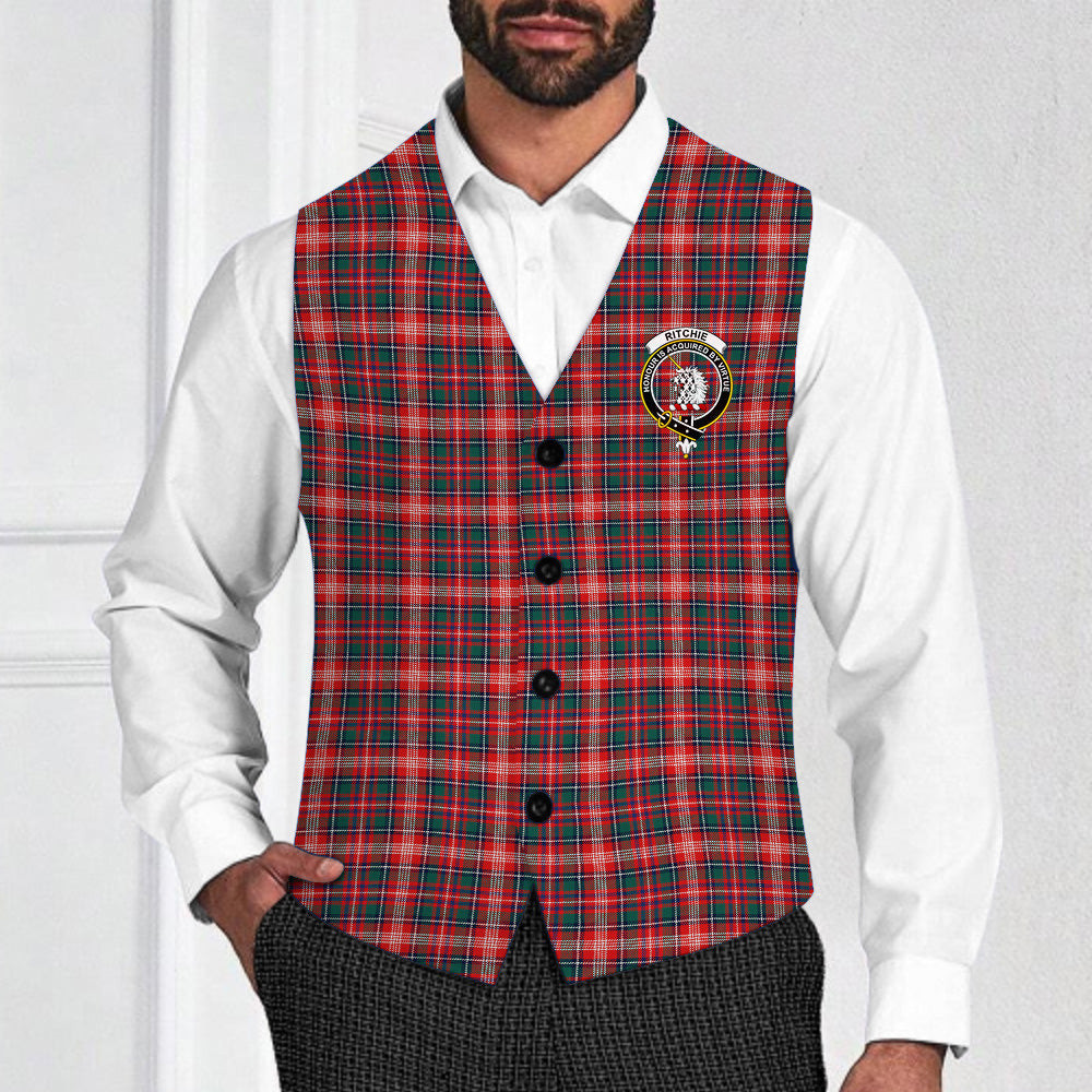 ScotsTee Shop Scottish Ritchie Modern Clan Crest Tartan Waistcoat Sleeveless Suit Vest