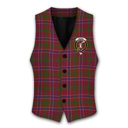 ScotsTee Shop Scottish McRae Red Crest Tartan Waistcoat Sleeveless Suit Vest