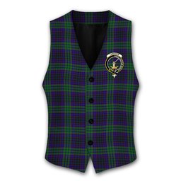 ScotsTee Shop Scottish Lumsden Green Crest Tartan Waistcoat Sleeveless Suit Vest