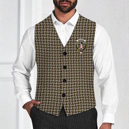 ScotsTee Shop Scottish Shepherd Brown & White Crest Tartan Waistcoat Sleeveless Suit Vest
