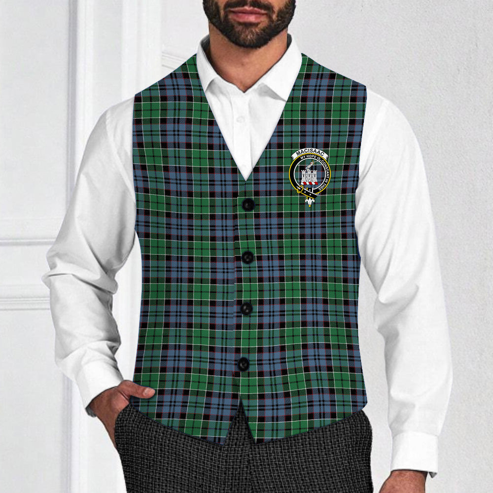 ScotsTee Shop Scottish MacIsaac Modern Crest Tartan Waistcoat Sleeveless Suit Vest