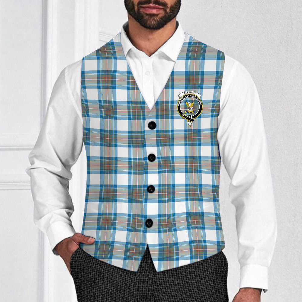 ScotsTee Shop Scottish Stewart Muted Blue Crest Tartan Waistcoat Sleeveless Suit Vest
