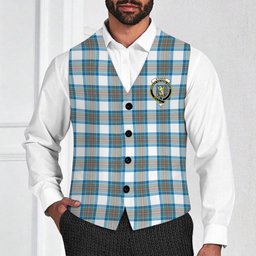 ScotsTee Shop Scottish Stewart Muted Blue Crest Tartan Waistcoat Sleeveless Suit Vest