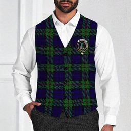 ScotsTee Shop Scottish MacKinlay 2_4 black stripes Crest Tartan Waistcoat Sleeveless Suit Vest