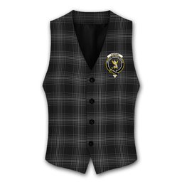 ScotsTee Shop Scottish Stewart Mourning 1880 Crest Tartan Waistcoat Sleeveless Suit Vest