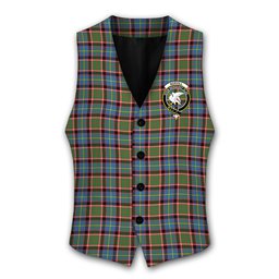 ScotsTee Shop Scottish Norvill Crest Tartan Waistcoat Sleeveless Suit Vest