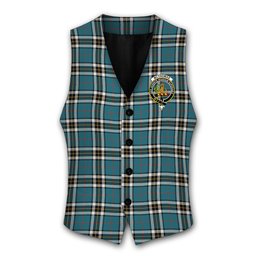 ScotsTee Shop Scottish McThomas Blue Ancient Crest Tartan Waistcoat Sleeveless Suit Vest