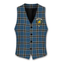 ScotsTee Shop Scottish Thompson Dress Blue Crest Tartan Waistcoat Sleeveless Suit Vest