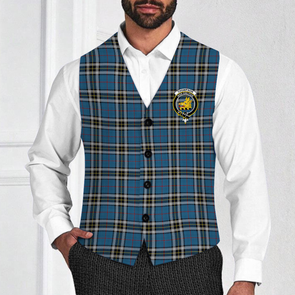 ScotsTee Shop Scottish Thompson Dress Blue Crest Tartan Waistcoat Sleeveless Suit Vest